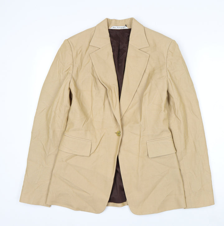 Marks and Spencer Autograph Beige Women's Blazer Size 12 Single-Breasted Jacket