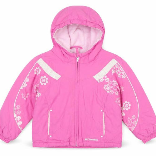 Columbia Girls Pink Floral Hooded Winter Puffer Jacket 3 Years Waterproof