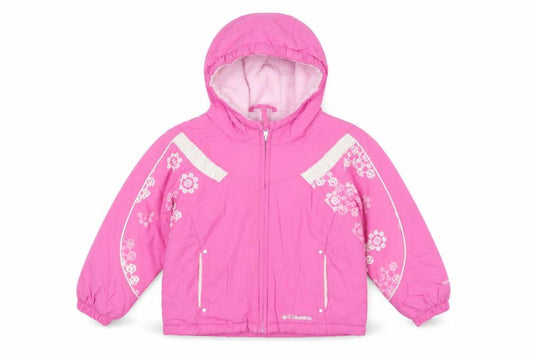 Columbia Girls Pink Floral Hooded Winter Puffer Jacket 3 Years Waterproof