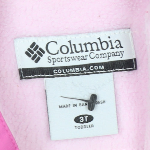 Columbia Girls Pink Floral Hooded Winter Puffer Jacket 3 Years Waterproof