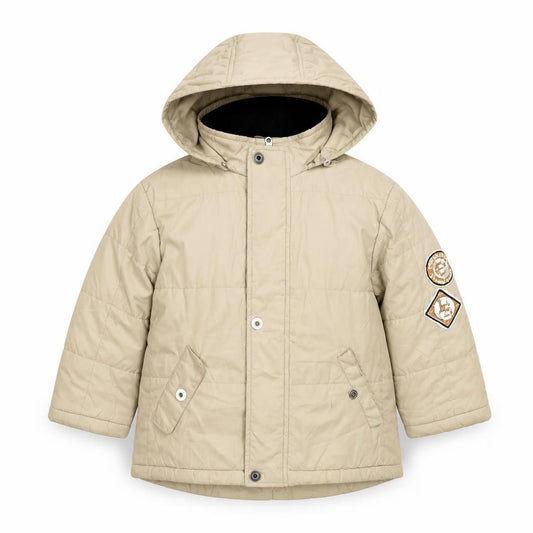 Level Eleven Boys Beige Hooded Puffer Jacket 4 Years Lined Winter Coat