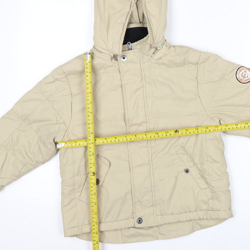 Level Eleven Boys Beige Hooded Puffer Jacket 4 Years Lined Winter Coat