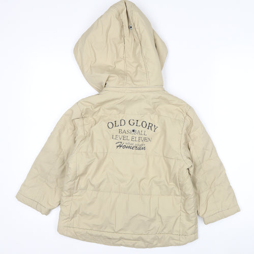 Level Eleven Boys Beige Hooded Puffer Jacket 4 Years Lined Winter Coat