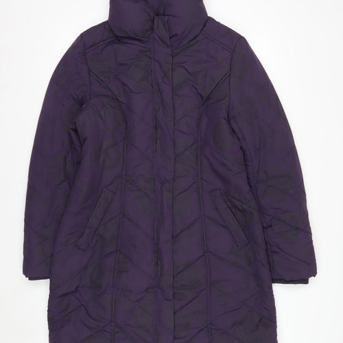 Roman Originals Womens Purple Quilted Long Coat Size 12