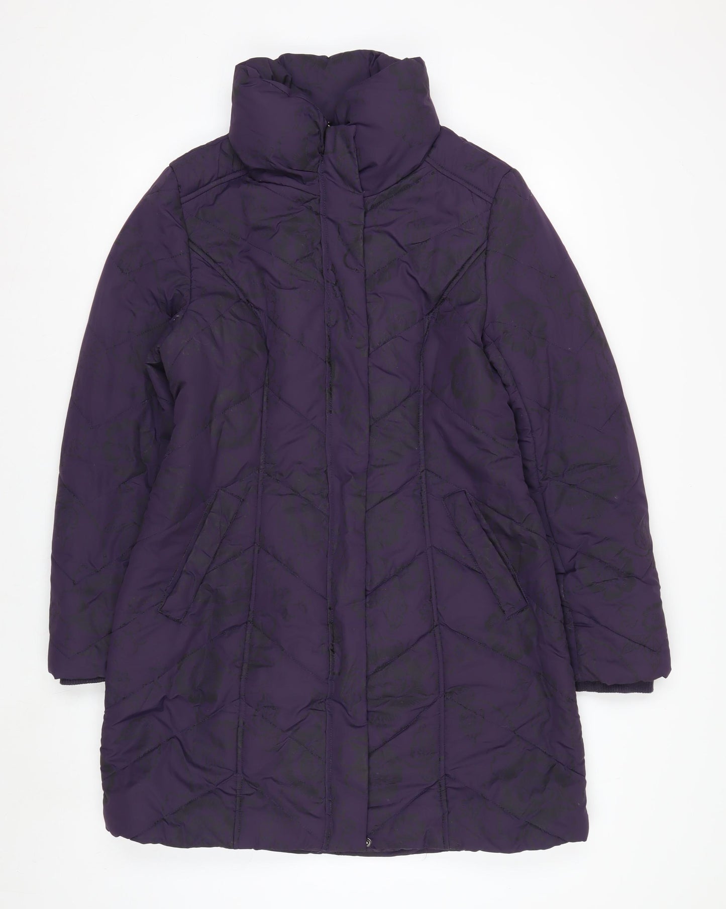 Roman Originals Womens Purple Quilted Long Coat Size 12