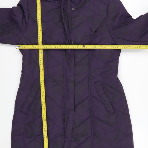 Roman Originals Womens Purple Quilted Long Coat Size 12