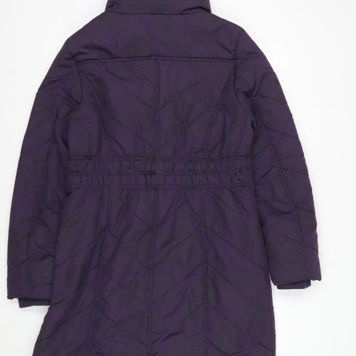 Roman Originals Womens Purple Quilted Long Coat Size 12