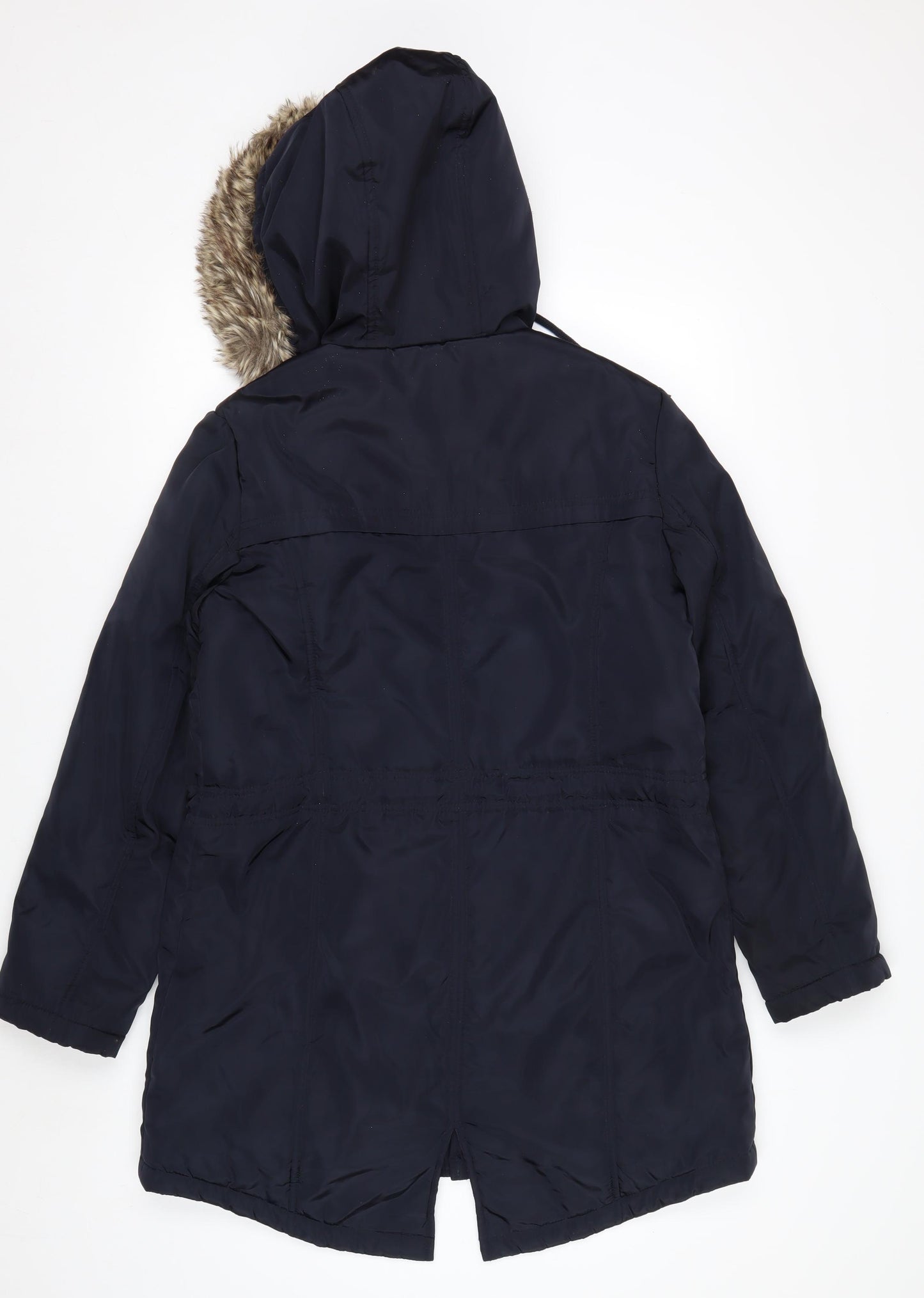 Country Rose Women's Blue Faux Fur Hooded Parka Coat Size 10
