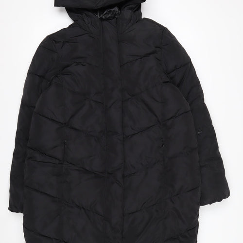 Marks and Spencer Girls Black 13-14 Years Hooded Puffer Coat Winter Jacket