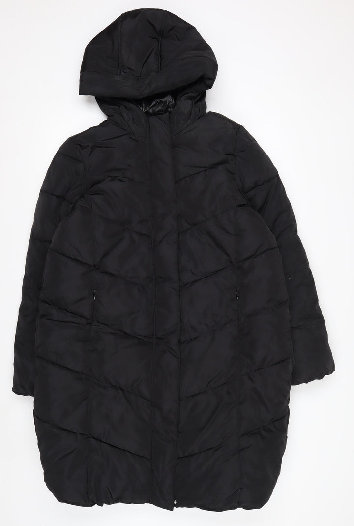 Marks and Spencer Girls Black 13-14 Years Hooded Puffer Coat Winter Jacket