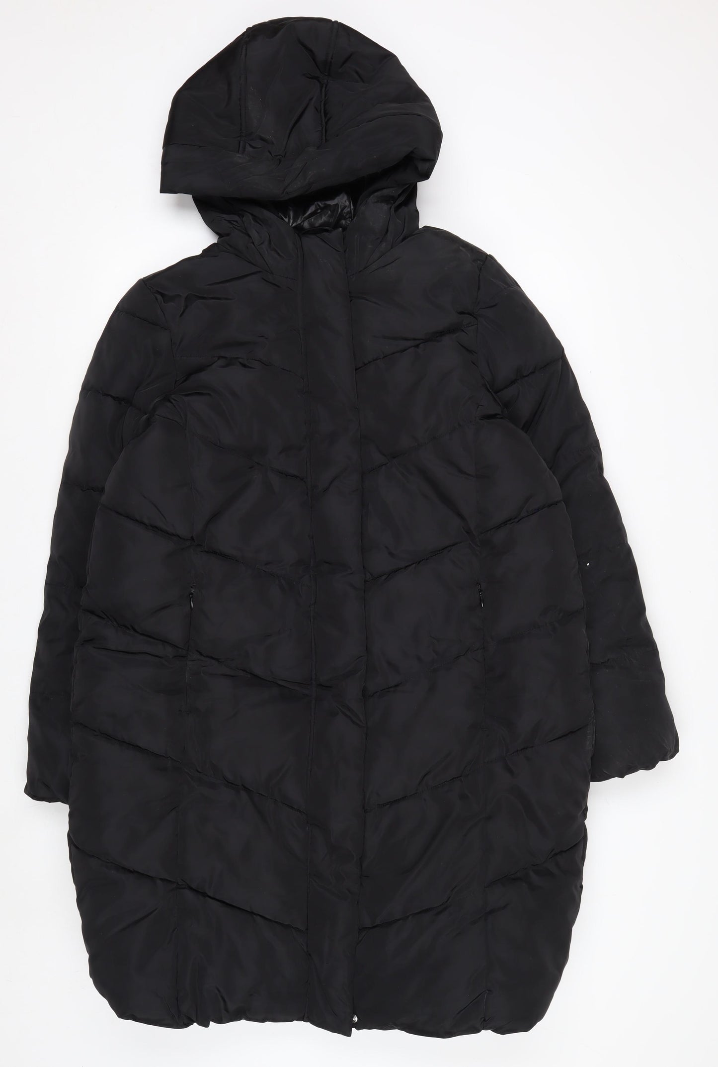 Marks and Spencer Girls Black 13-14 Years Hooded Puffer Coat Winter Jacket