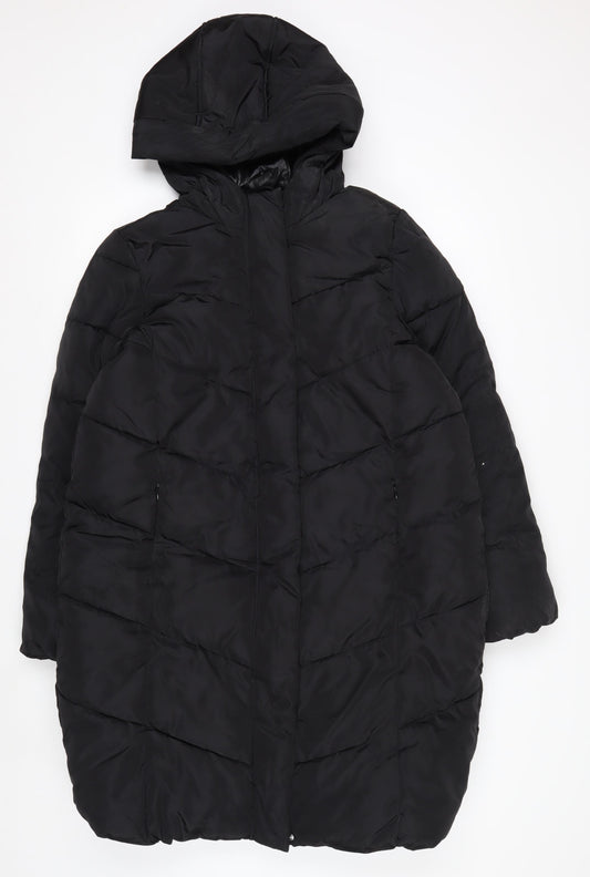 Marks and Spencer Girls Black 13-14 Years Hooded Puffer Coat Winter Jacket