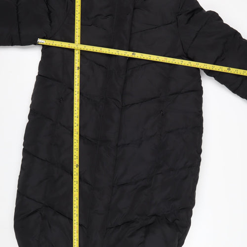 Marks and Spencer Girls Black 13-14 Years Hooded Puffer Coat Winter Jacket