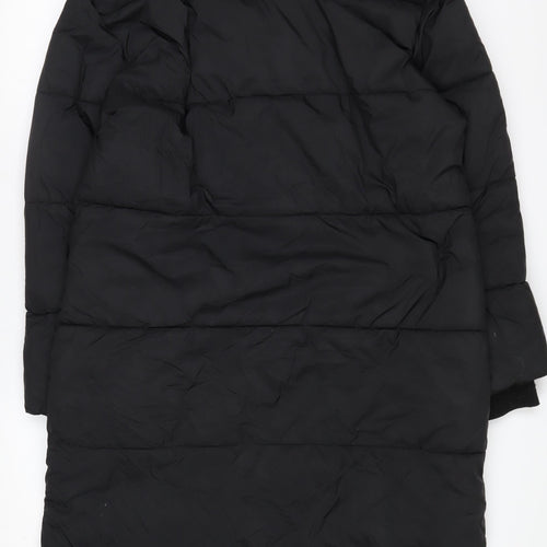 Next Women's Black Long Puffer Coat Size 12 Hooded Winter Jacket