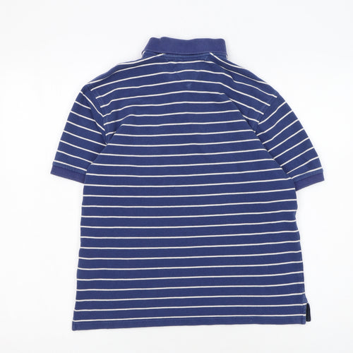 Tommy Hilfiger Boys Blue Striped Cotton Polo Shirt L 12-14 Years