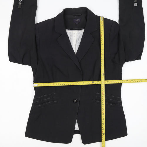 Marks and Spencer Women Black Size 14 Regular Fit Blazer Jacket