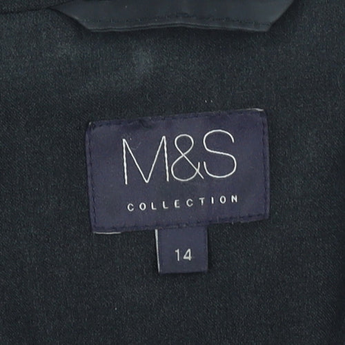 Marks and Spencer Women Black Size 14 Regular Fit Blazer Jacket