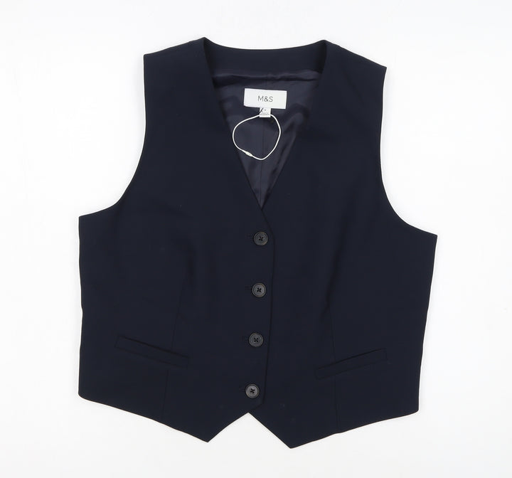 Marks and Spencer Women's Navy Blue Size 14 Tailored Suit Waistcoat