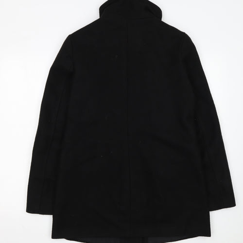 Bershka Women's Black Wool Blend Zip Pocket Mid-Length Coat Size 14