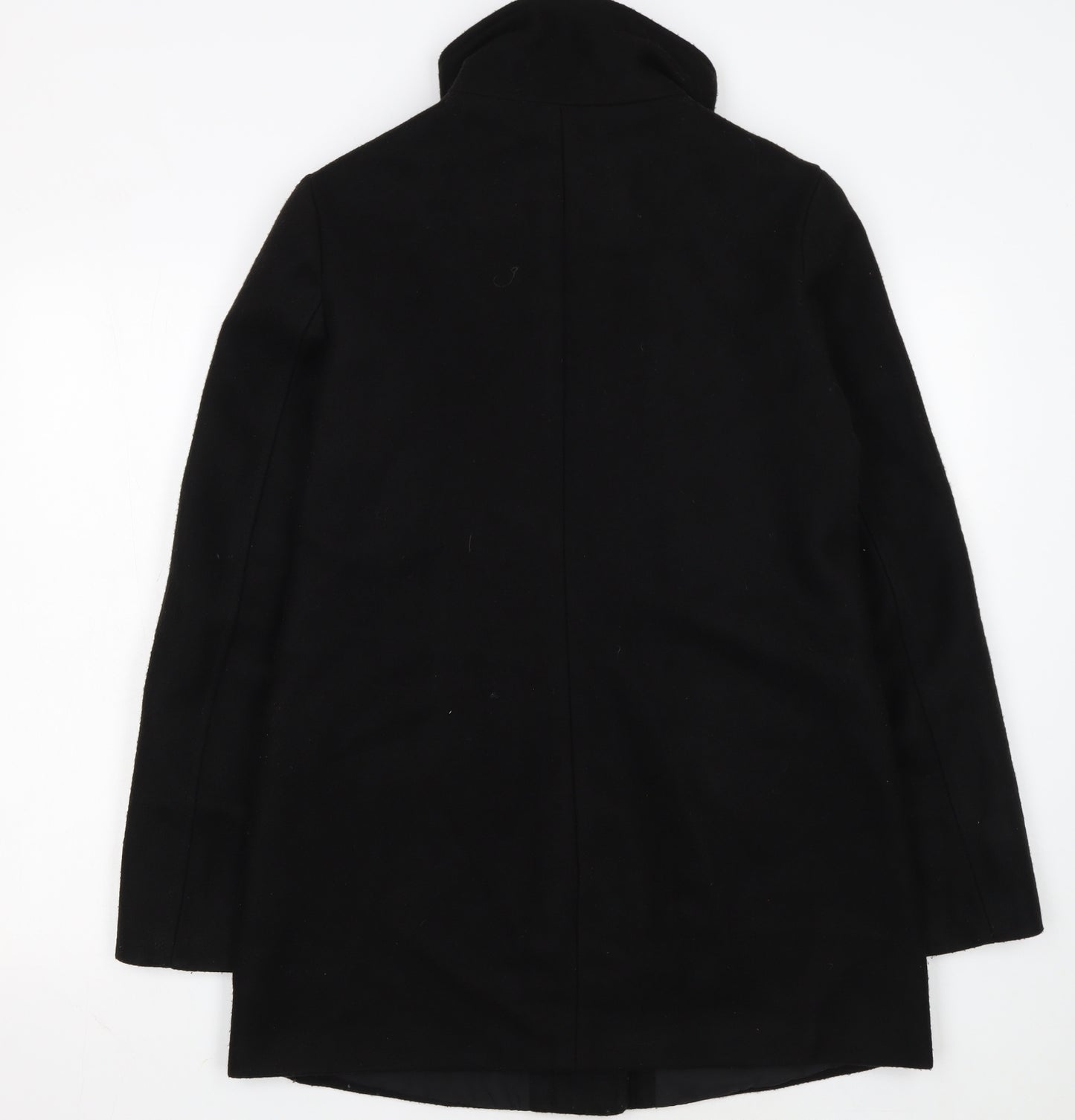 Bershka Women's Black Wool Blend Zip Pocket Mid-Length Coat Size 14