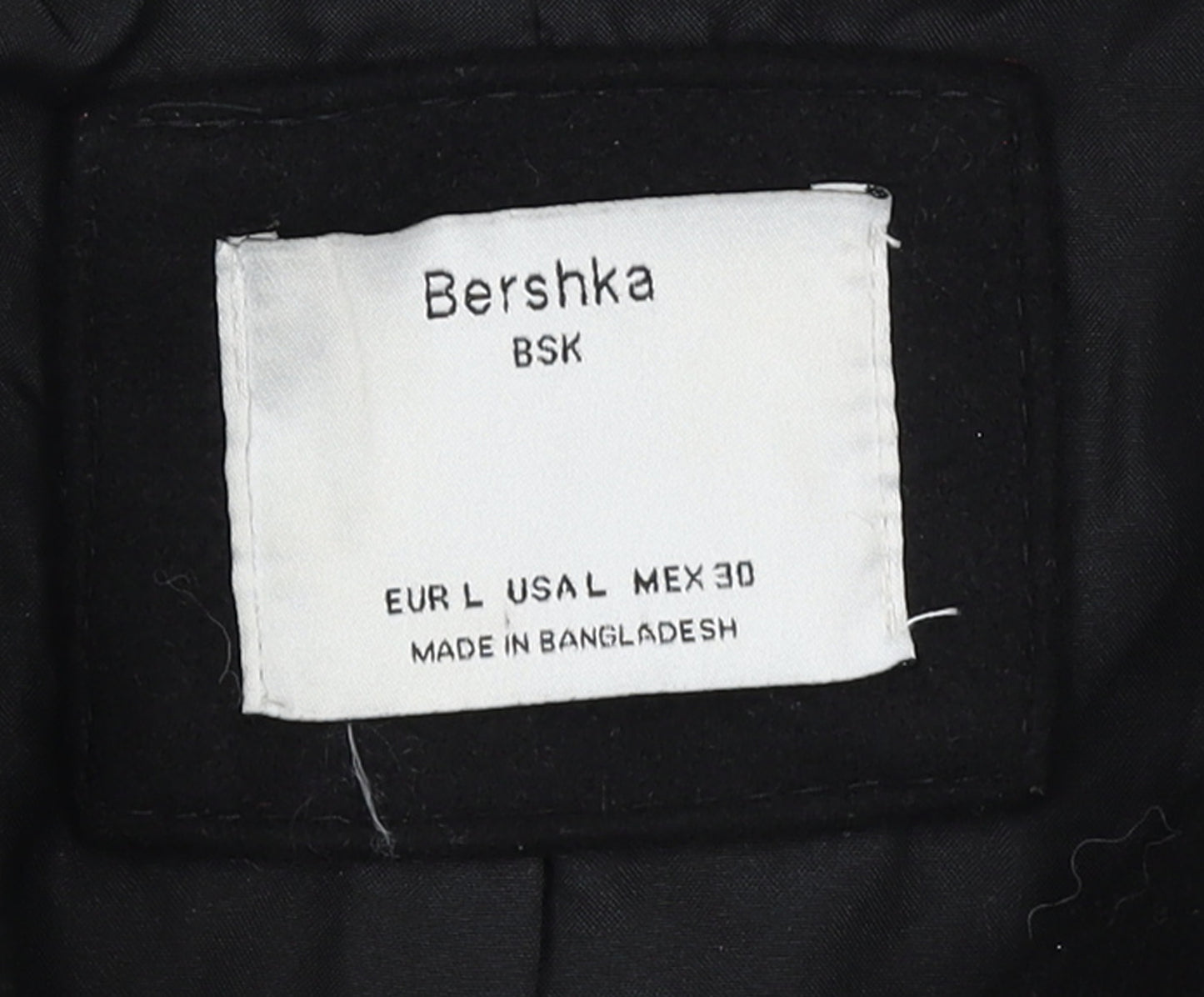 Bershka Women's Black Wool Blend Zip Pocket Mid-Length Coat Size 14