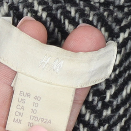 H&M Women Grey Herringbone Wool Blend Mid-Length Coat Size 12