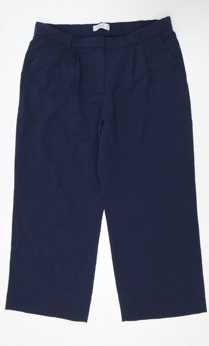 Abercrombie & Fitch Womens Navy Blue Cropped Trousers Size 18S