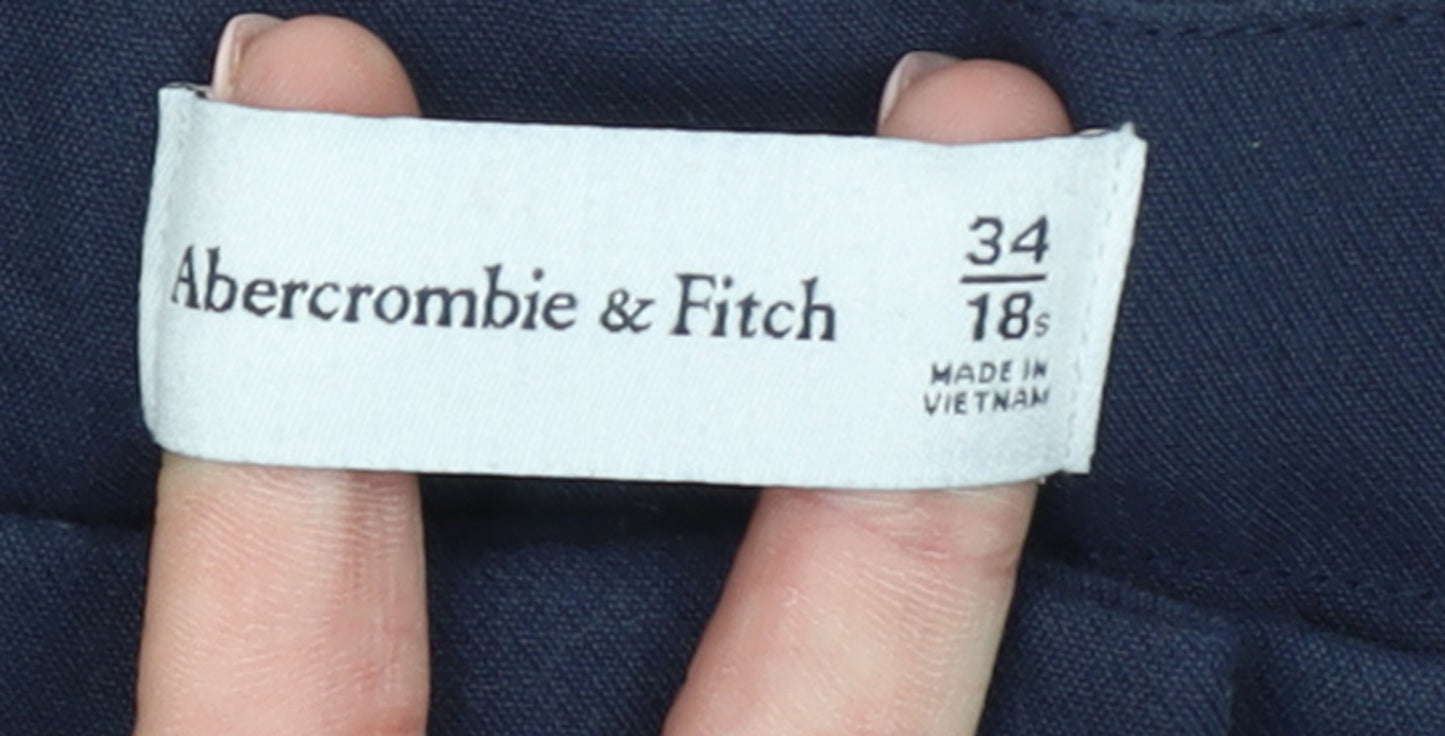 Abercrombie & Fitch Womens Navy Blue Cropped Trousers Size 18S