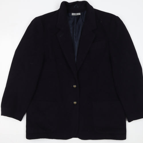 Imagination Womens Black Wool Blend Single-Breasted Blazer Size 18