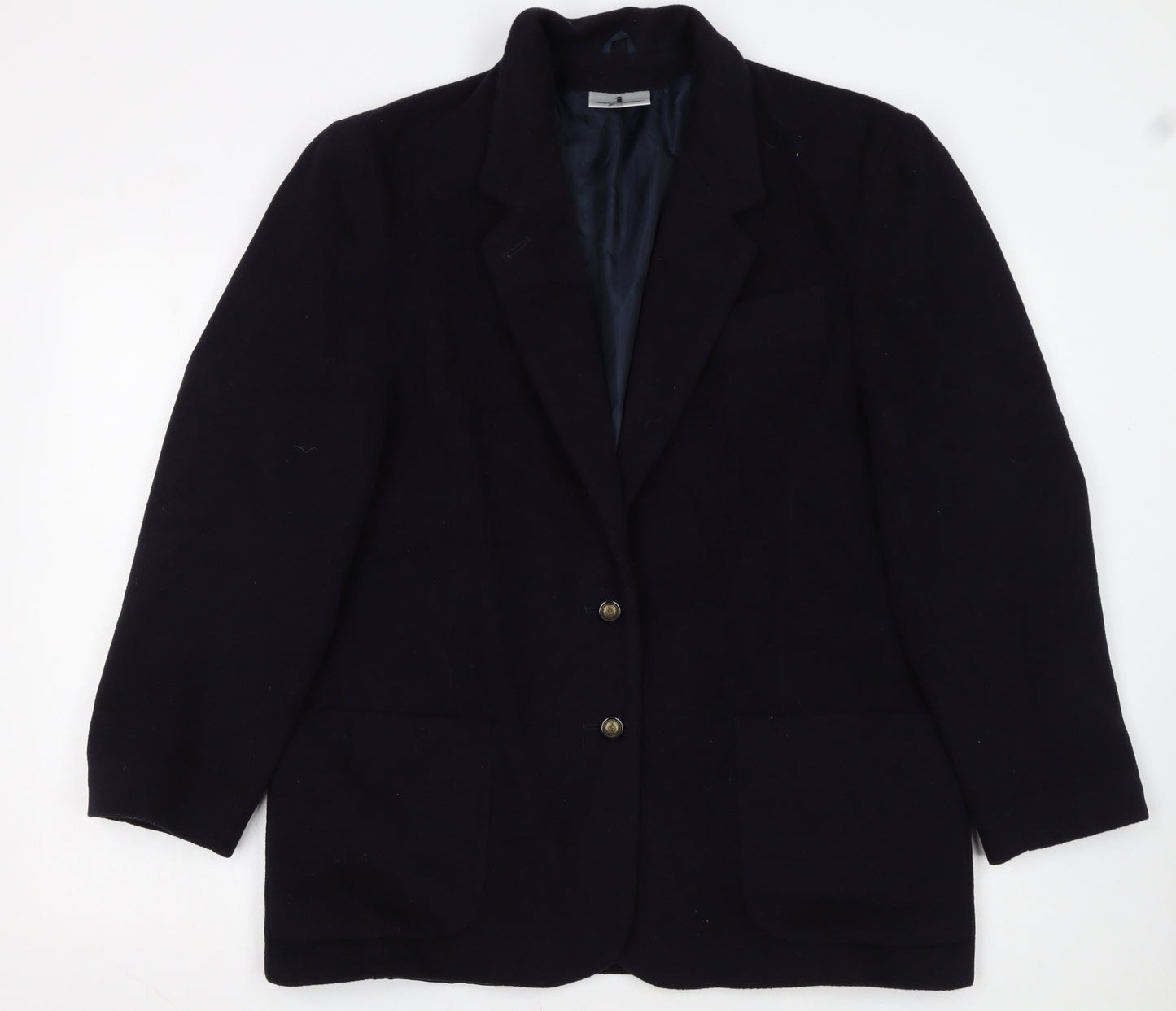 Imagination Womens Black Wool Blend Single-Breasted Blazer Size 18