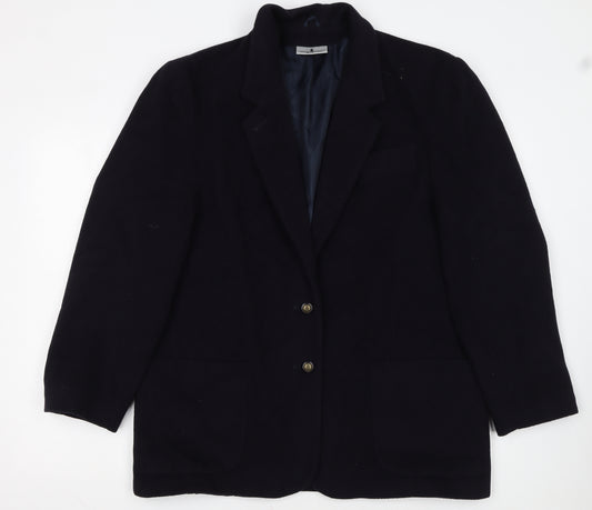 Imagination Womens Black Wool Blend Single-Breasted Blazer Size 18