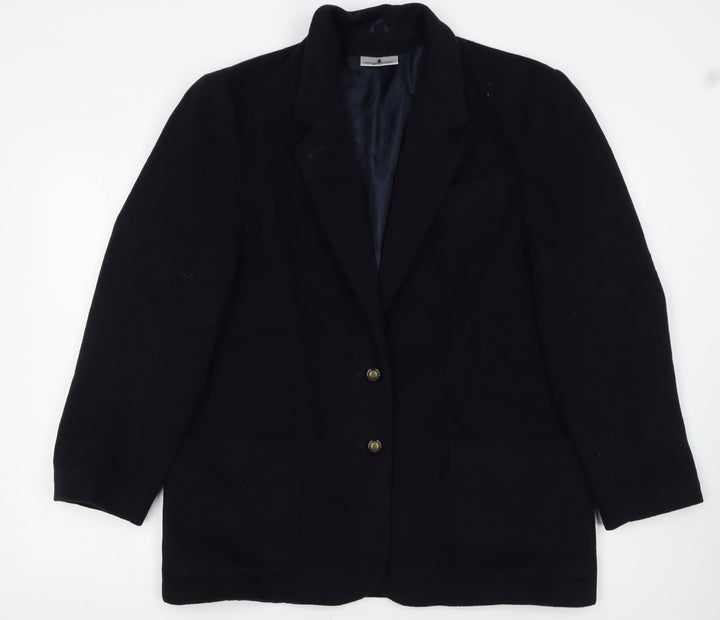 Imagination Womens Black Wool Blend Single-Breasted Blazer Size 18