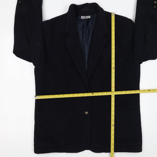 Imagination Womens Black Wool Blend Single-Breasted Blazer Size 18