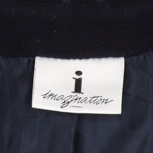Imagination Womens Black Wool Blend Single-Breasted Blazer Size 18