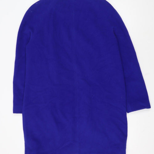 Marks and Spencer Women Blue Wool Cashmere Mid-Length Zip Coat UK 12
