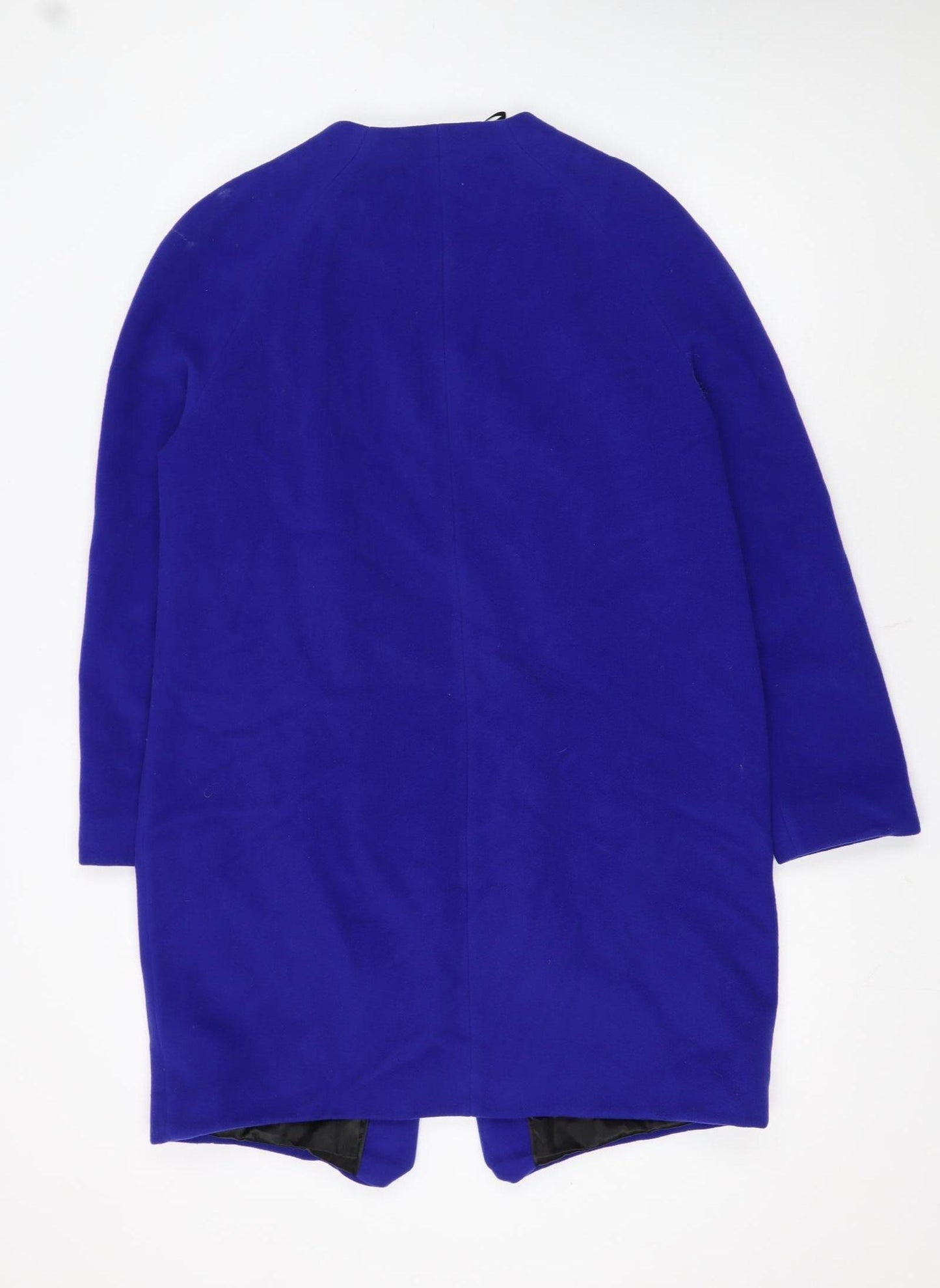 Marks and Spencer Women Blue Wool Cashmere Mid-Length Zip Coat UK 12