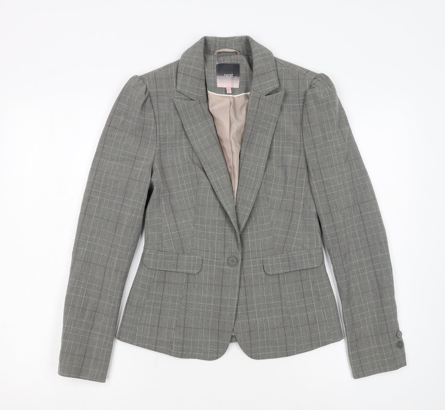 Next Women’s Grey Check Single-Breasted Blazer Size 6