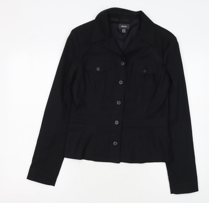 Mexx Women's Black Size 12 Fitted Button-Up Jacket