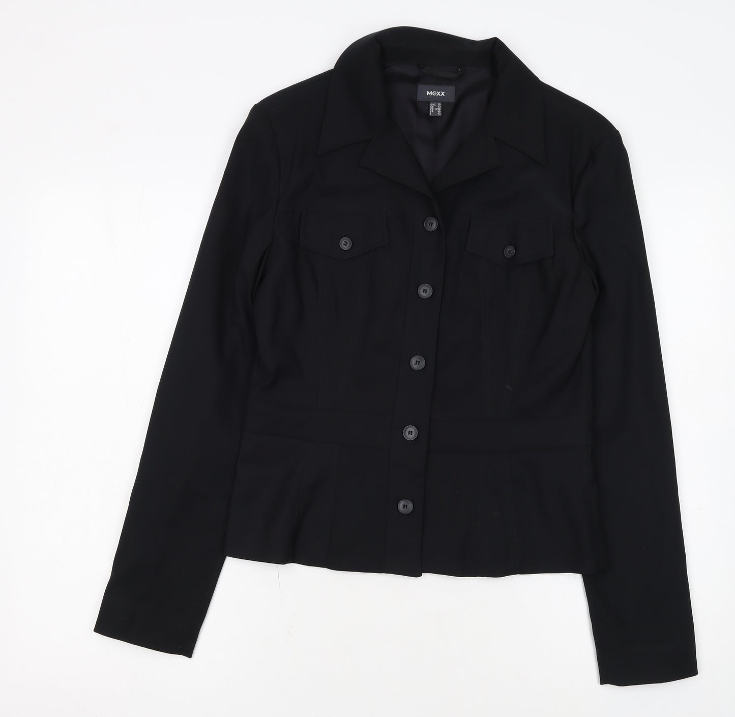 Mexx Women's Black Size 12 Fitted Button-Up Jacket