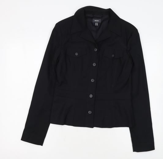 Mexx Women's Black Size 12 Fitted Button-Up Jacket