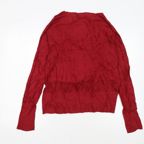 Weird Fish Women's Red Cotton Cardigan Size 16 Long Sleeve V-Neck