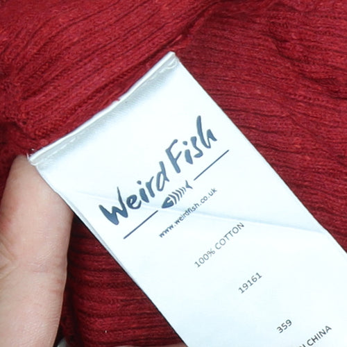 Weird Fish Women's Red Cotton Cardigan Size 16 Long Sleeve V-Neck