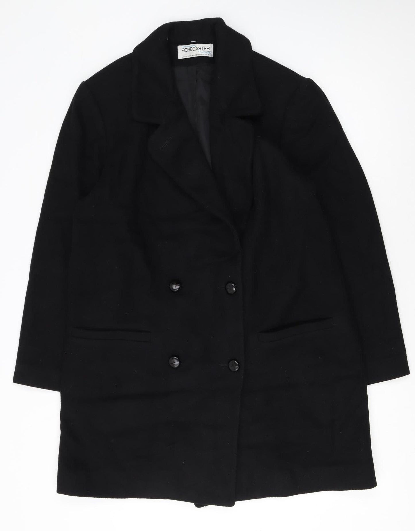 Forecaster of Boston Women's Black Wool Blend Long Overcoat Size 8