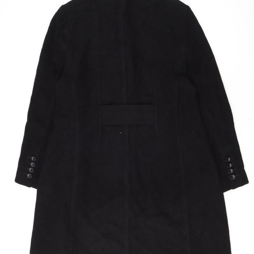 Noveltli Girls Black Wool & Cashmere Mid-Length Coat Age 11/12 Lined Fur Collar