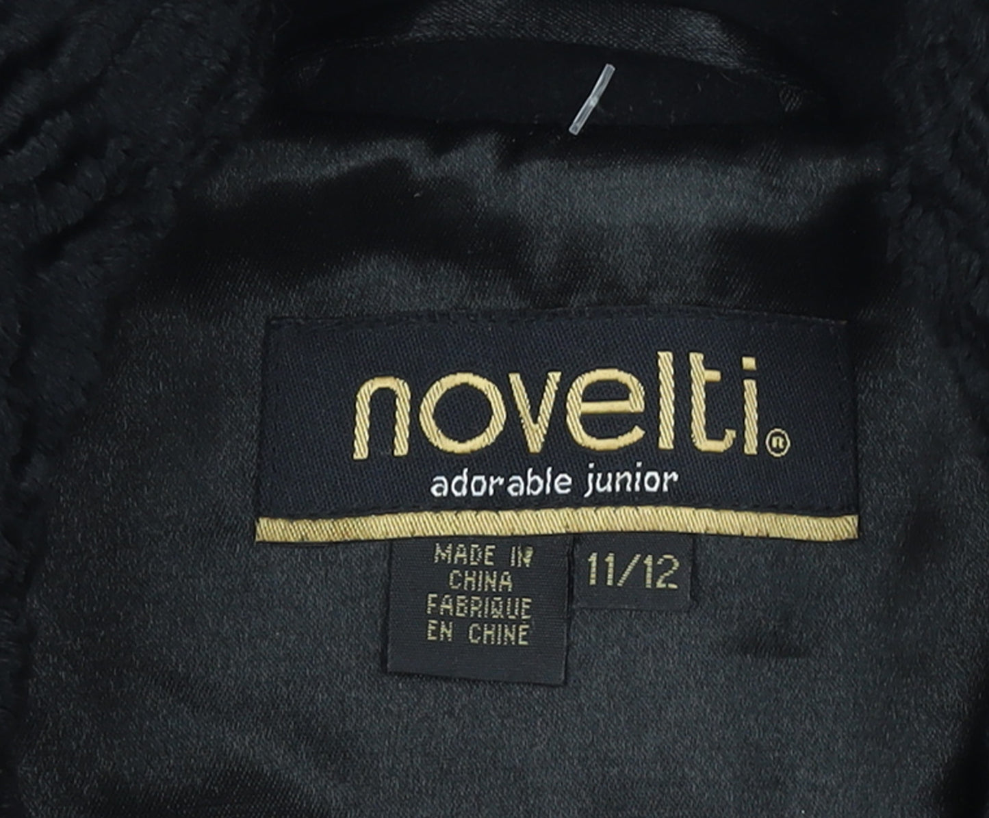 Noveltli Girls Black Wool & Cashmere Mid-Length Coat Age 11/12 Lined Fur Collar