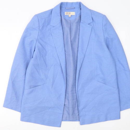 EWM Women Blue Size 14 Classic Single-Breasted Blazer