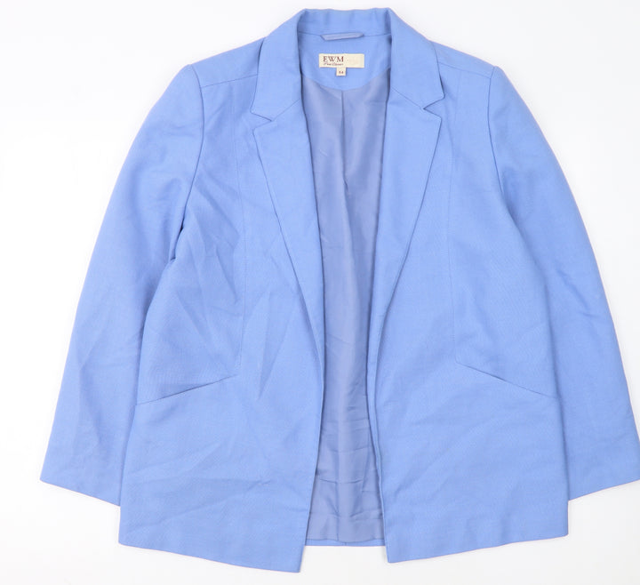 EWM Women Blue Size 14 Classic Single-Breasted Blazer