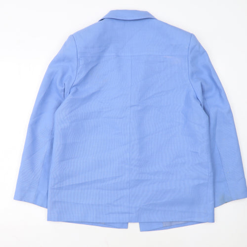 EWM Women Blue Size 14 Classic Single-Breasted Blazer