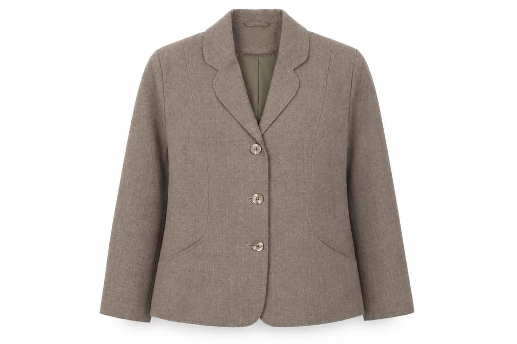 Front view of Eastex Women Brown Wool Blend Classic Single-Breasted Blazer UK 16