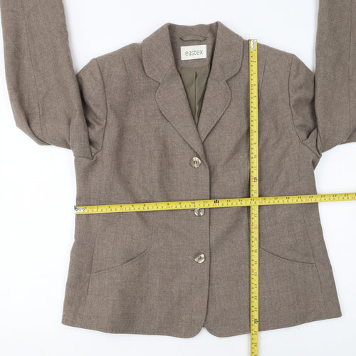 Eastex Women Brown Wool Blend Classic Single-Breasted Blazer UK 16